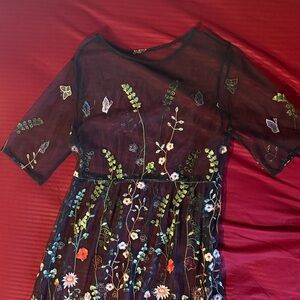 Floral Embroidered Sheer Dress